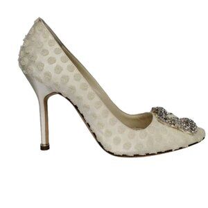 Manolo Blahnik Hangisi 105 Textured Satin Pumps